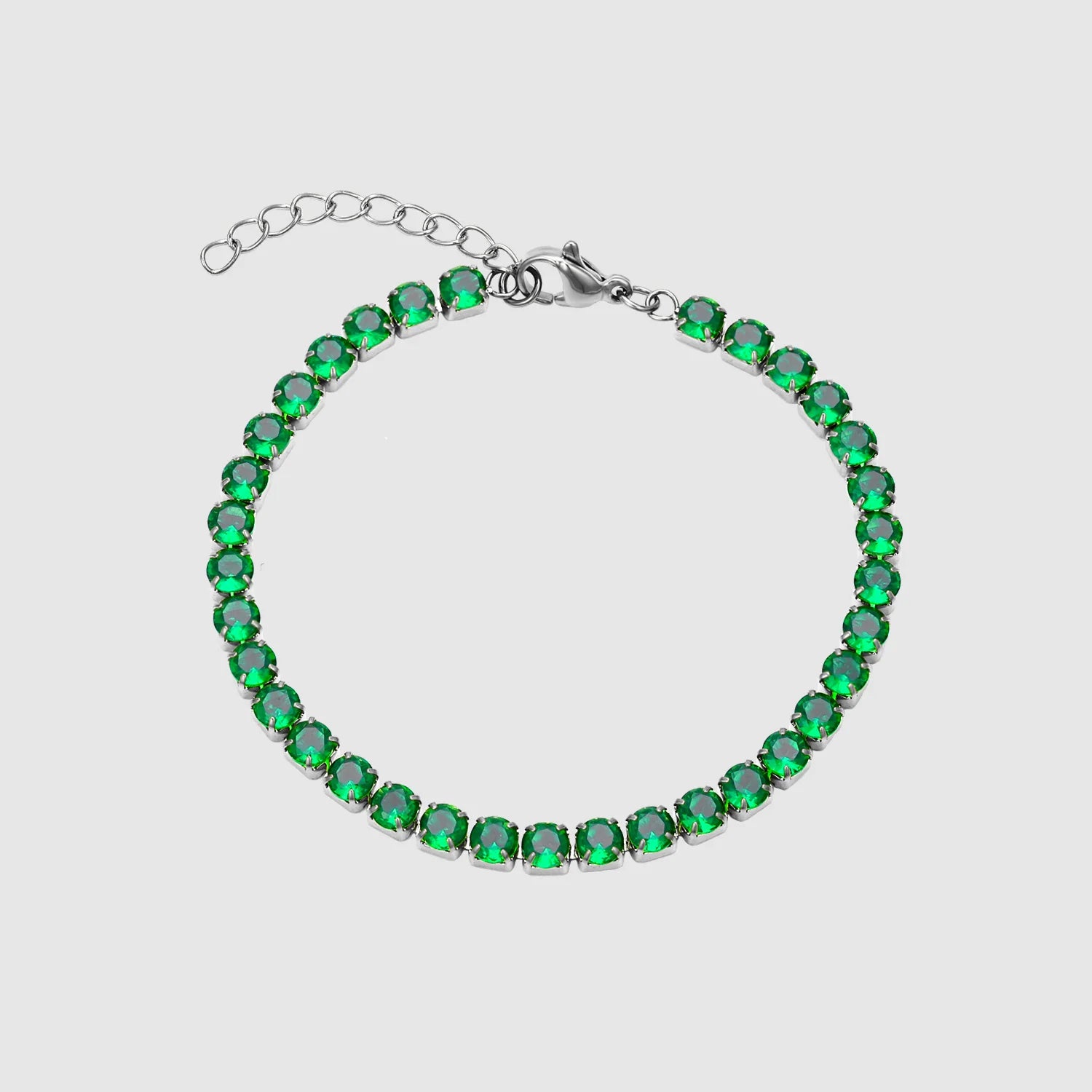 Tennis Green Bracelet (Silver)