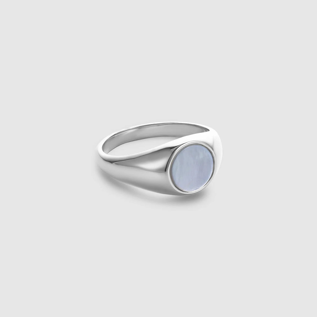 Oval White Ring (Silver)