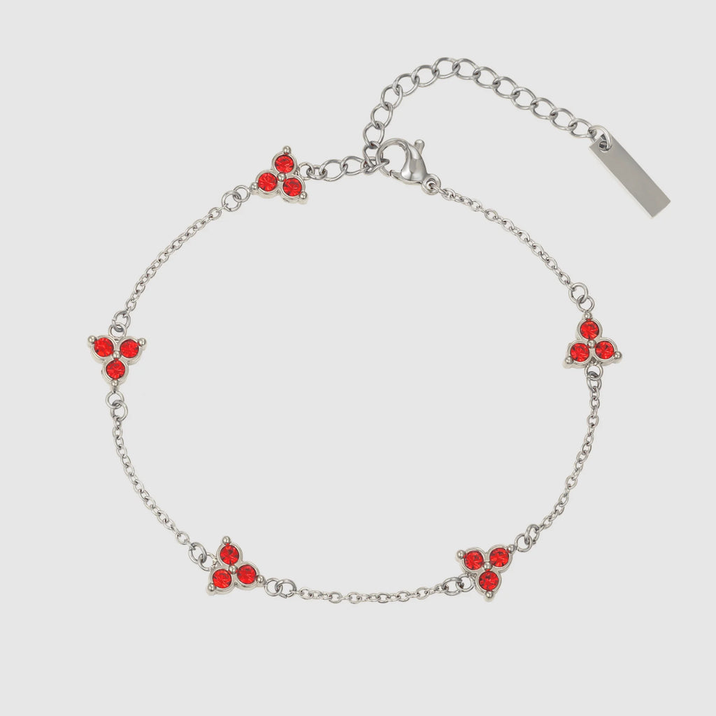 Red Clover Bracelet (Silver)