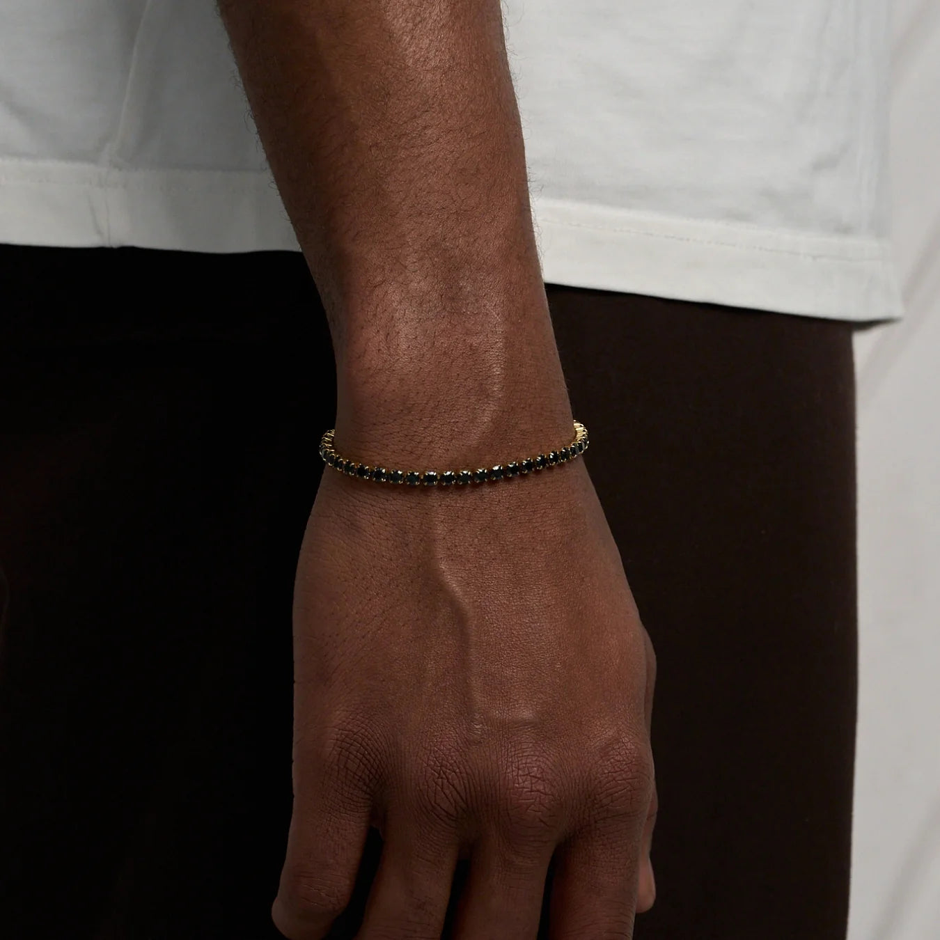 Tennis Black Bracelet (Gold)