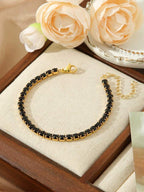 Tennis Black Bracelet (Gold)