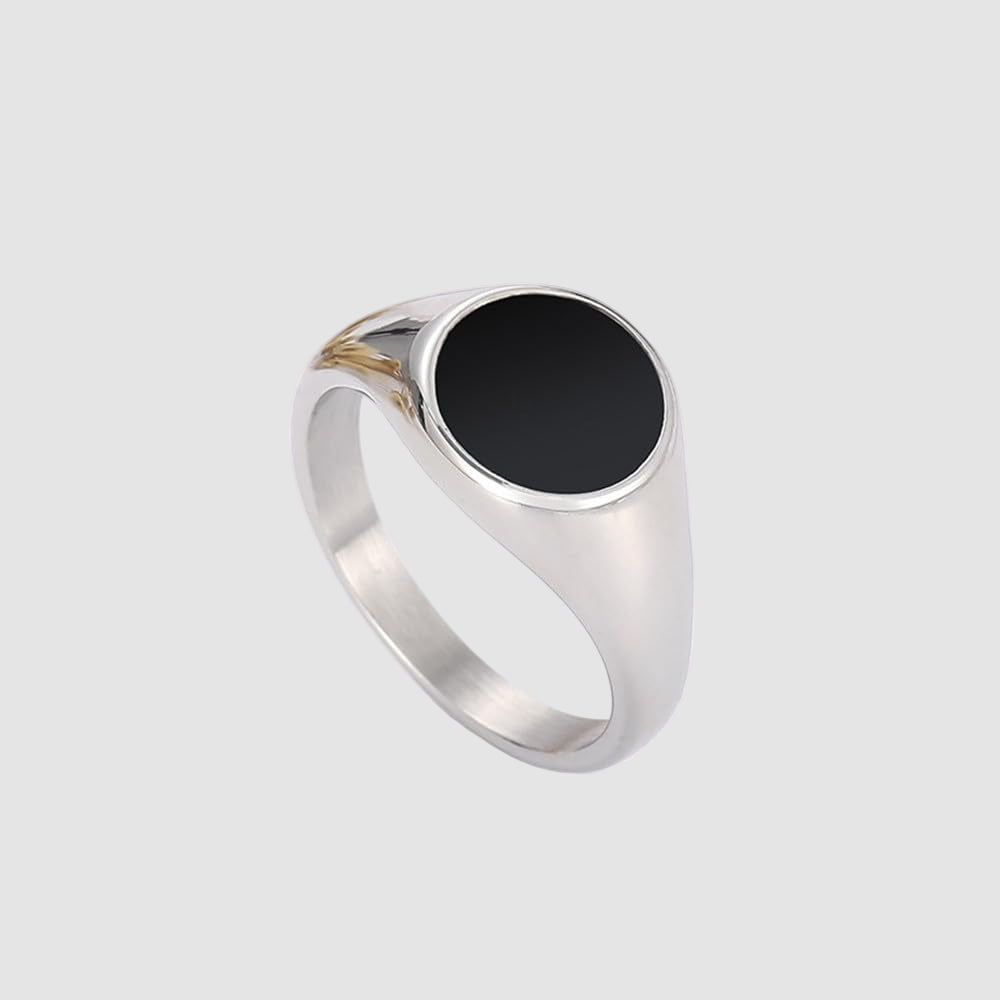 Oval Black Ring (Silver)
