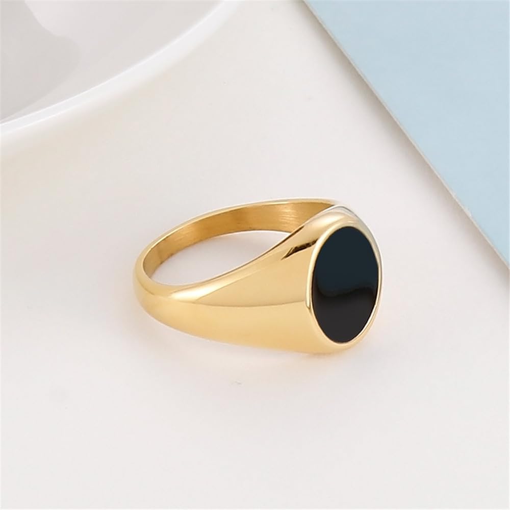 Oval Black Ring (Gold)