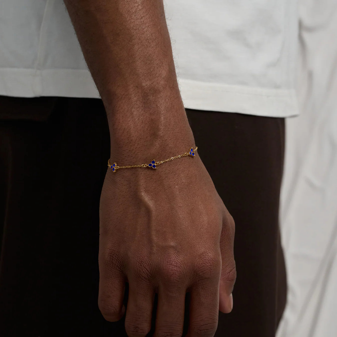 Blue Clover Bracelet (Gold)